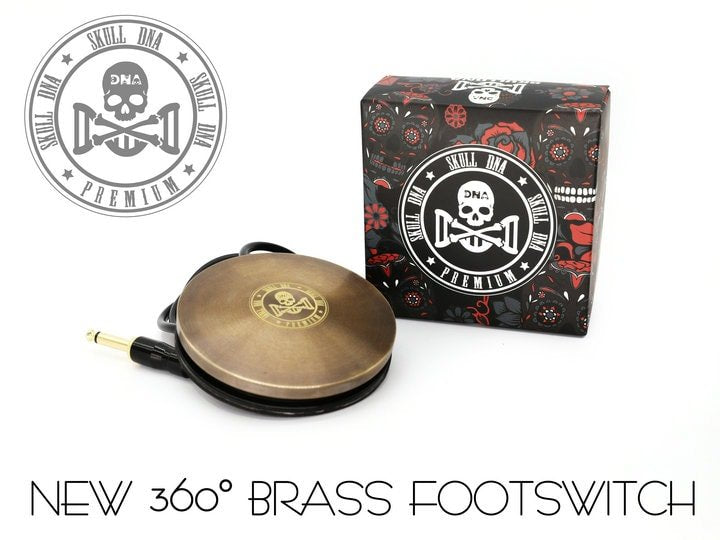 AVA Old School Brass Skull DNA tattoo foot pedals 360° - FC060
