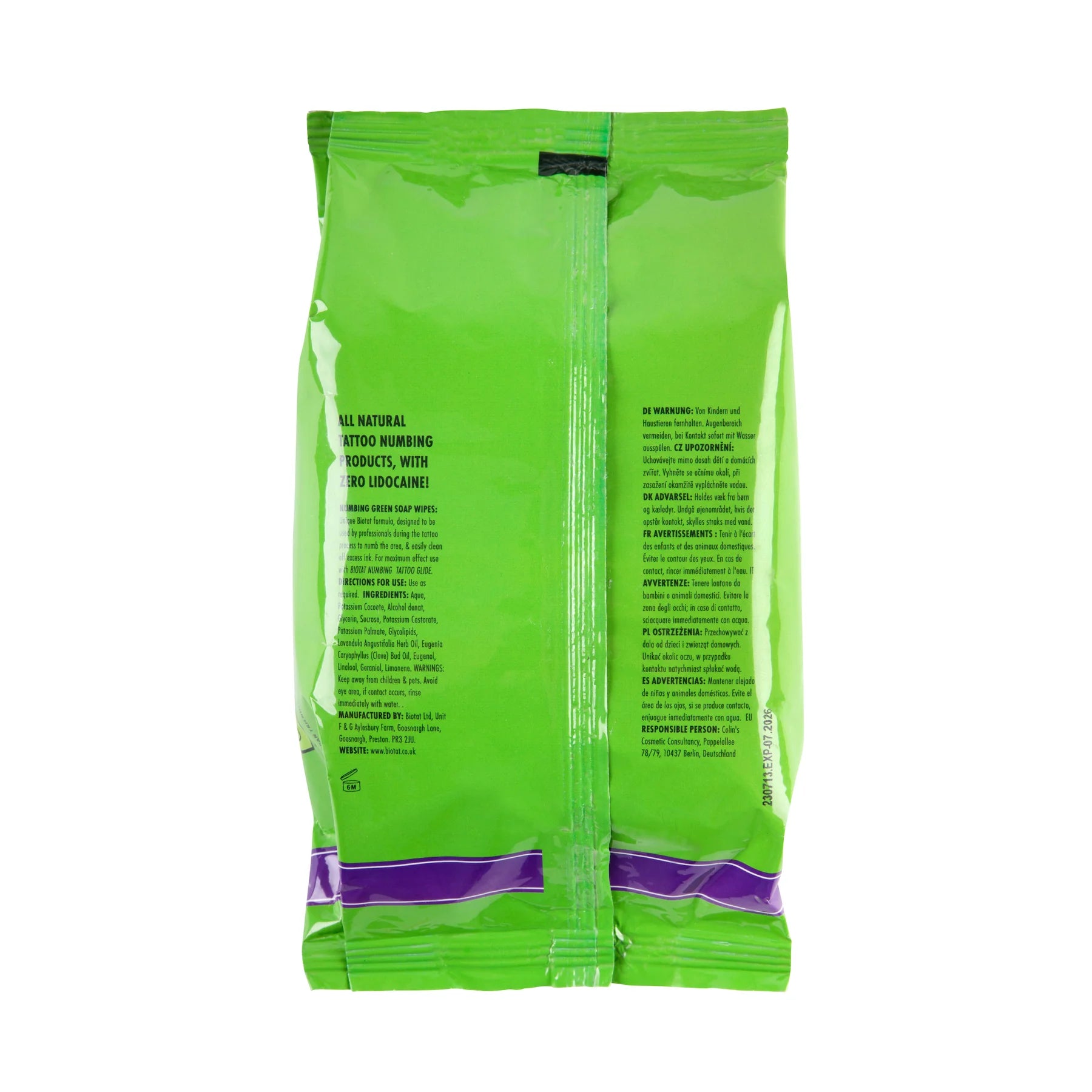 Natural Numbing Green Soap Wipes By Biotat® Secondary image