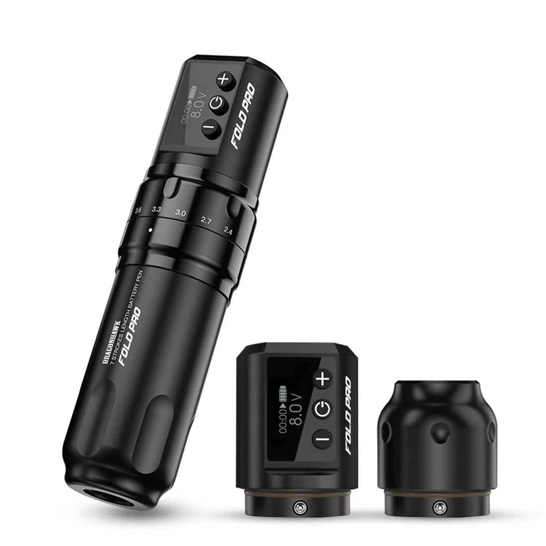 Dragonhawk Wireless Tattoo Pen Machine with 7 Stroke Length | Two Batteries | Fold Pro