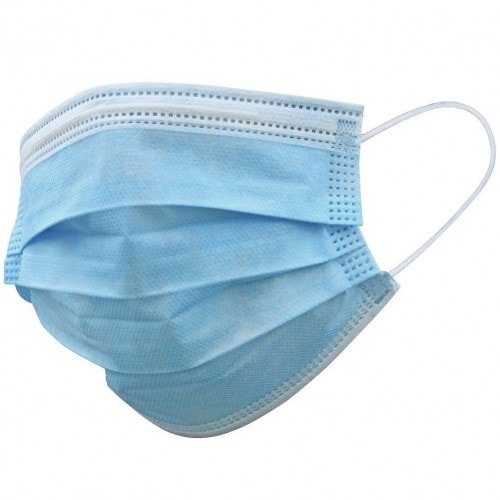 FILTA, 3 PLY NON-WOVEN FACE MASK - WHITE/BLUE WITH EAR-LOOPS (50/BOX)