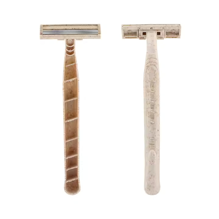 Eco Friendly Razors with 3 Blades - Biodegradable Wheat Straw Material - 8pcs