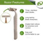 Eco Friendly Razors with 3 Blades - Biodegradable Wheat Straw Material - 8pcs