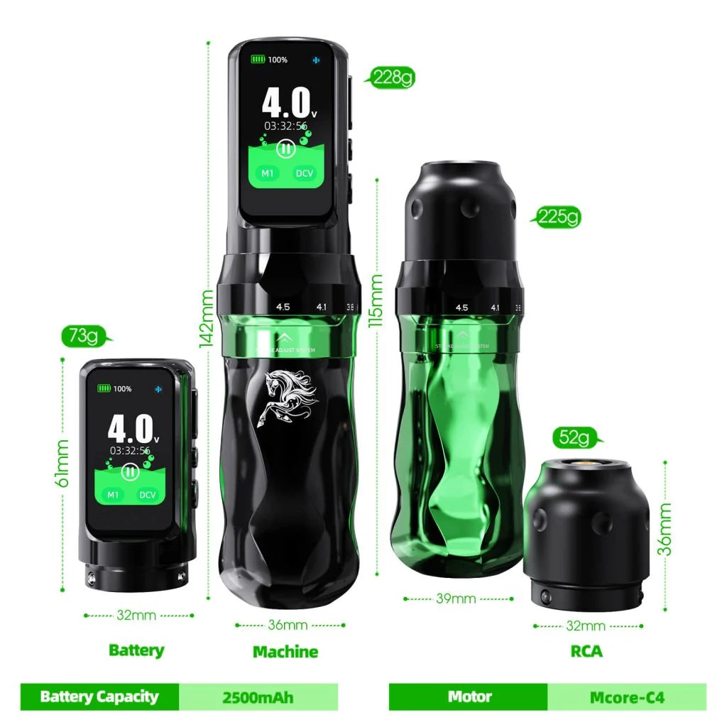 Dragonhawk - (Limited Edition) Fold Pro - Year of the Horse Edition - Wireless Tattoo Machine with Dual Batteries | Stroke Changing (2.5mm - 4.5mm) Main image
