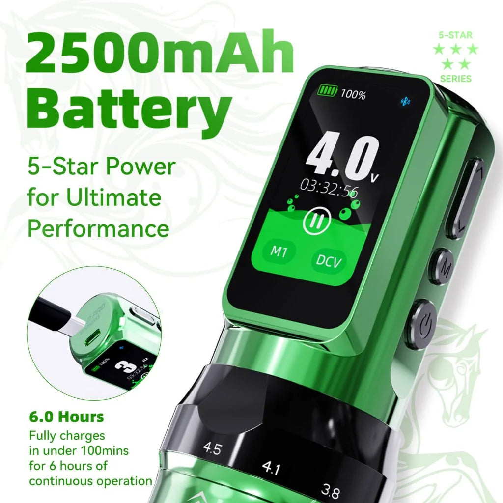 Dragonhawk - (Limited Edition) Fold Pro - Year of the Horse Edition - Wireless Tattoo Machine with Dual Batteries | Stroke Changing (2.5mm - 4.5mm)