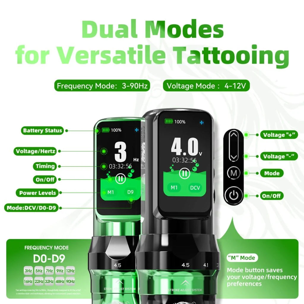 Dragonhawk - (Limited Edition) Fold Pro - Year of the Horse Edition - Wireless Tattoo Machine with Dual Batteries | Stroke Changing (2.5mm - 4.5mm)