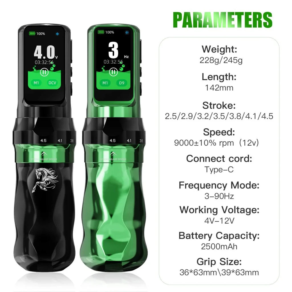 Dragonhawk - (Limited Edition) Fold Pro - Year of the Horse Edition - Wireless Tattoo Machine with Dual Batteries | Stroke Changing (2.5mm - 4.5mm) Secondary image
