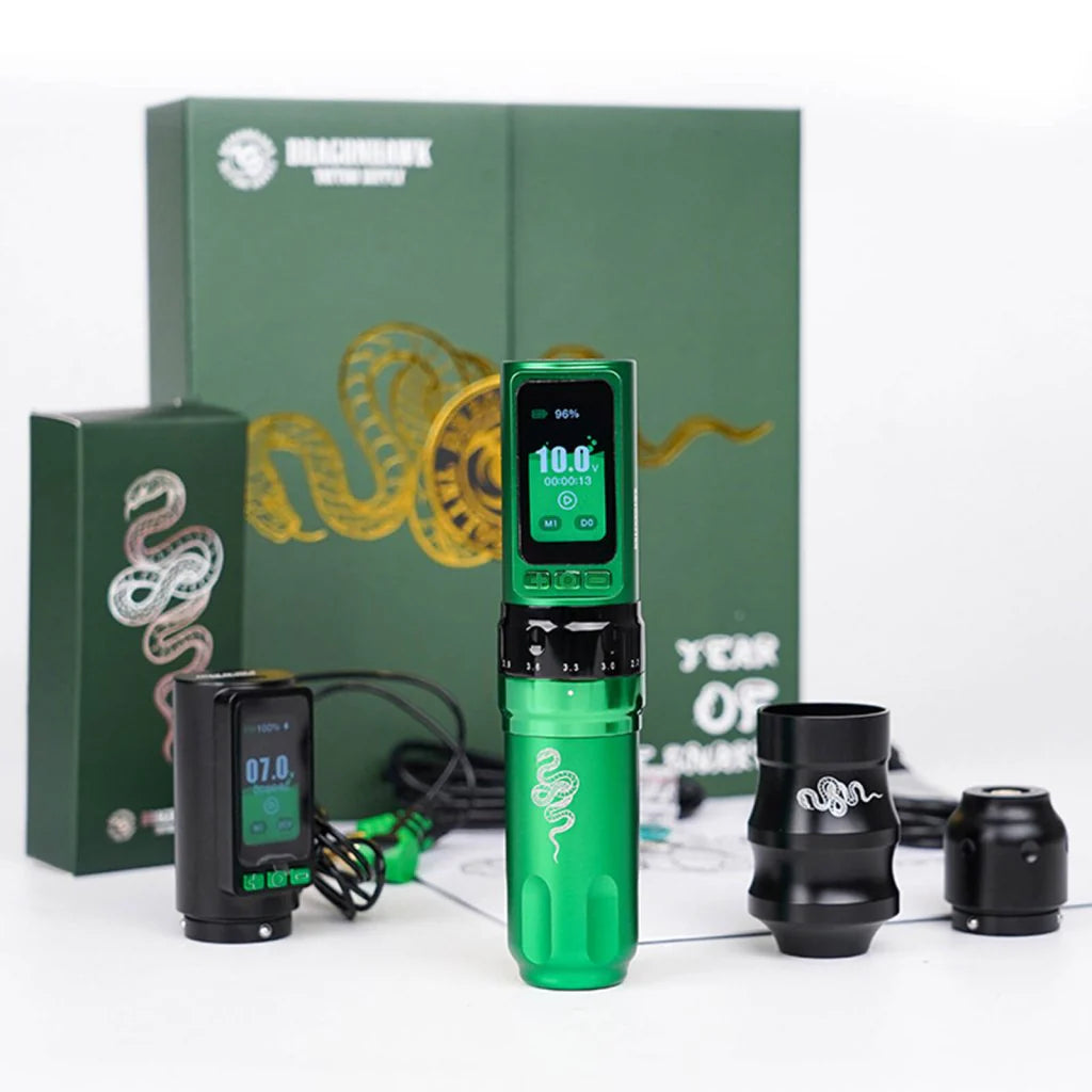 Dragonhawk - (Limited Edition) Fold Pro - Year of the Snake Edition - Wireless Tattoo Machine with Dual Batteries | Stroke Changing (2.4mm - 4.2mm)