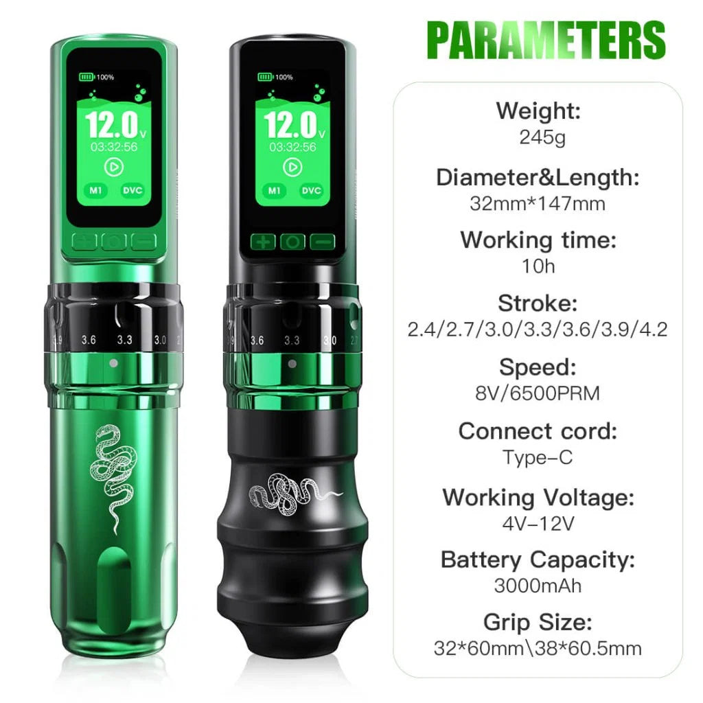Dragonhawk - (Limited Edition) Fold Pro - Year of the Snake Edition - Wireless Tattoo Machine with Dual Batteries | Stroke Changing (2.4mm - 4.2mm)