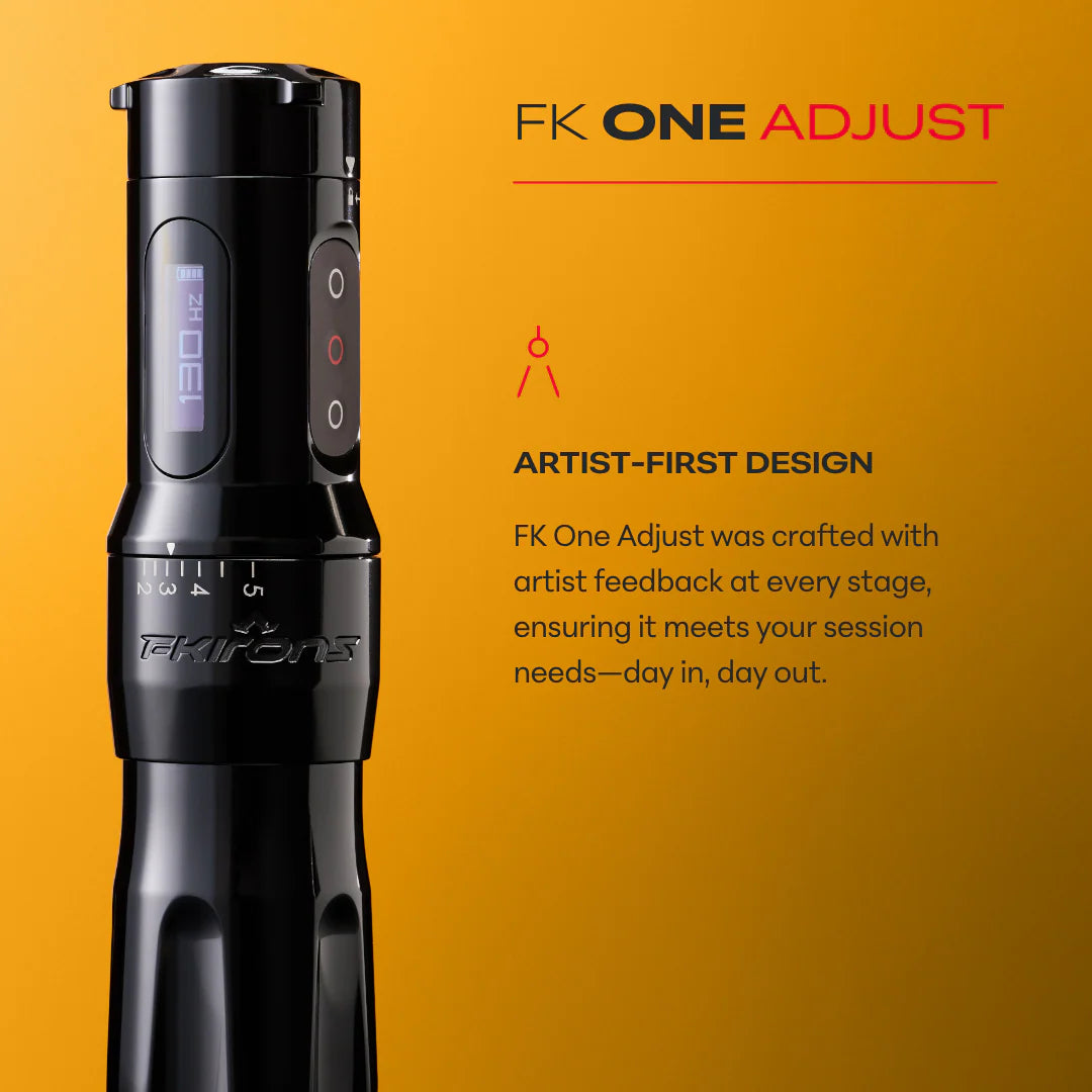 FK Irons ONE - Adjustable Stroke - Tattoo Machine with Drop in Battery - 2.0mm to 5.0mm - Stealth