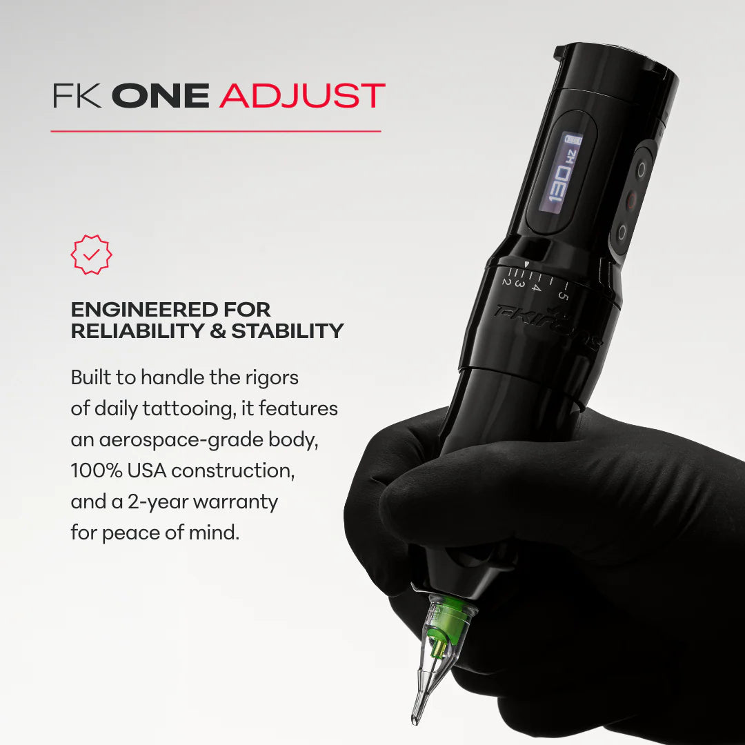 FK Irons ONE - Adjustable Stroke - Tattoo Machine with Drop in Battery - 2.0mm to 5.0mm - Stealth