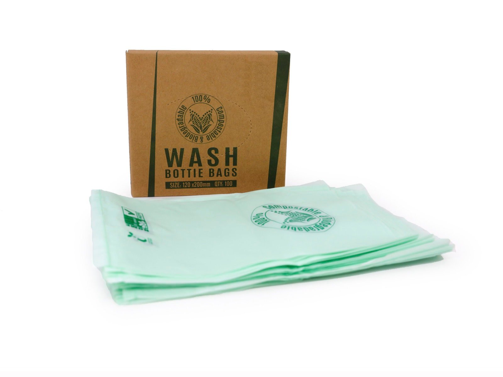 Biodegradable Wash Bottle Bags 100pcs (120mm x 200mm) Main image