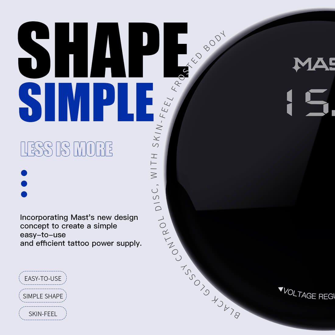 Mast - Circle Tattoo Power Supply - OLED Simple Power for Tattoo Machines