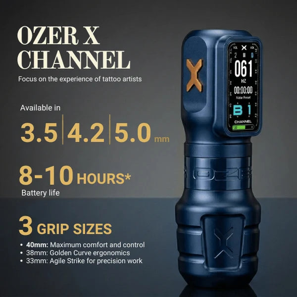 Ozer X Channel tattoo machine in blue