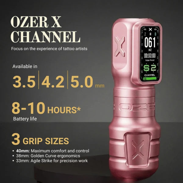 Ozer X Channel tattoo machine in pink