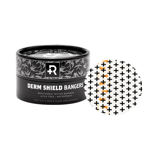 Recovery Derm Shield Bangers – 3" Round Tattoo Bandages (Tub of 100)