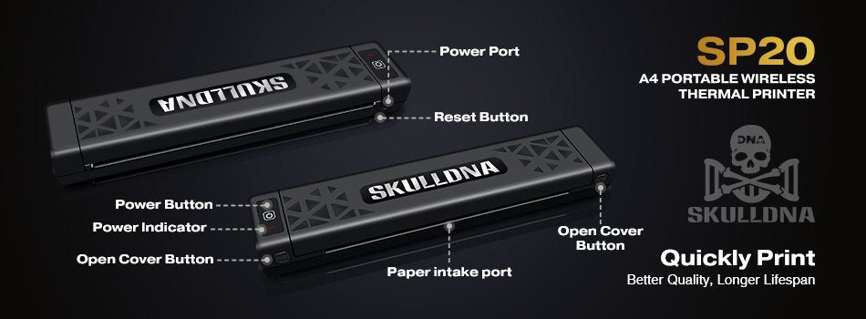 SKULLDNA - Wireless Bluetooth Printer - SP20 - Japanese High Resolution Printhead