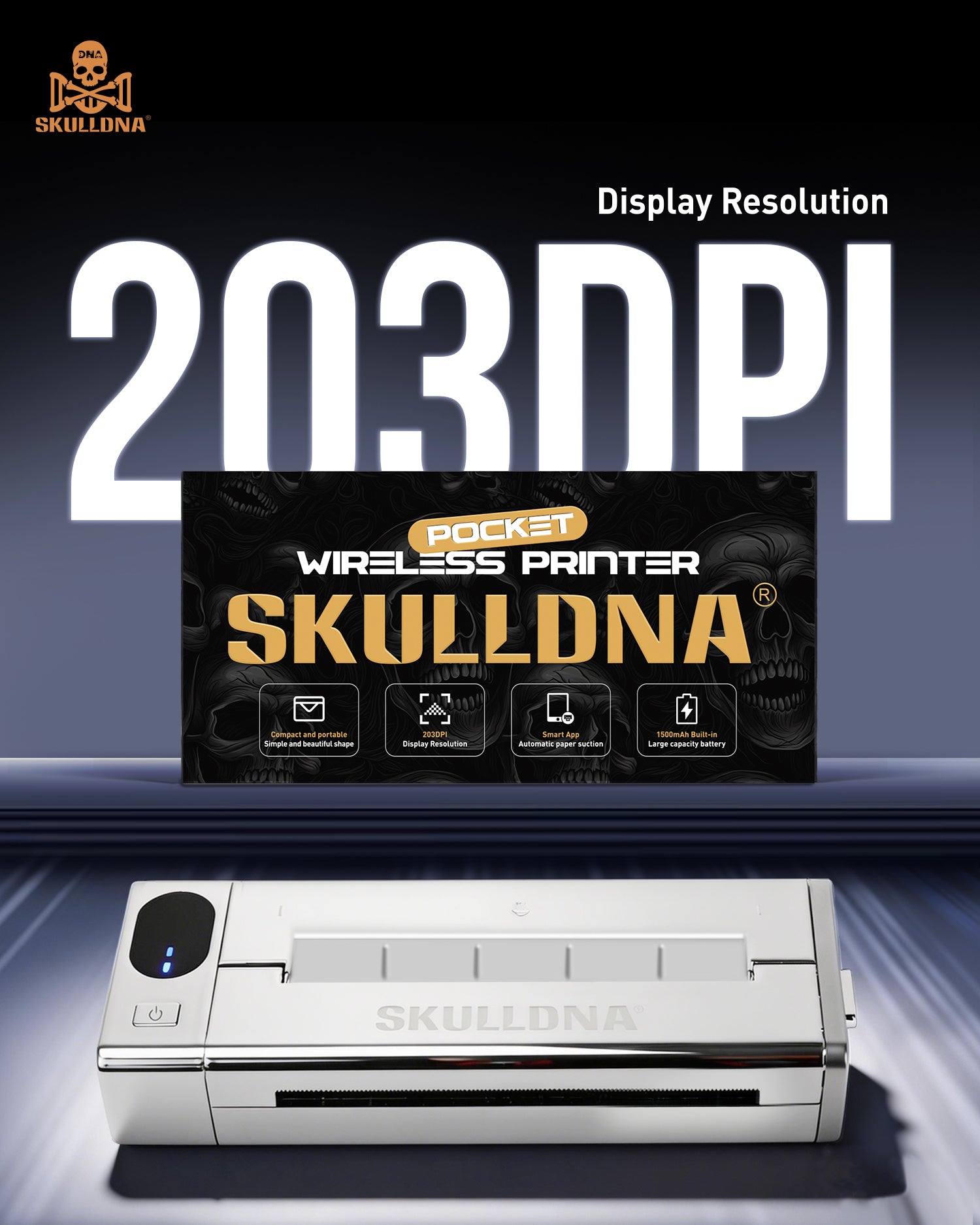 SKULLDNA - Pocket Wireless Bluetooth Printer - Mini Printer