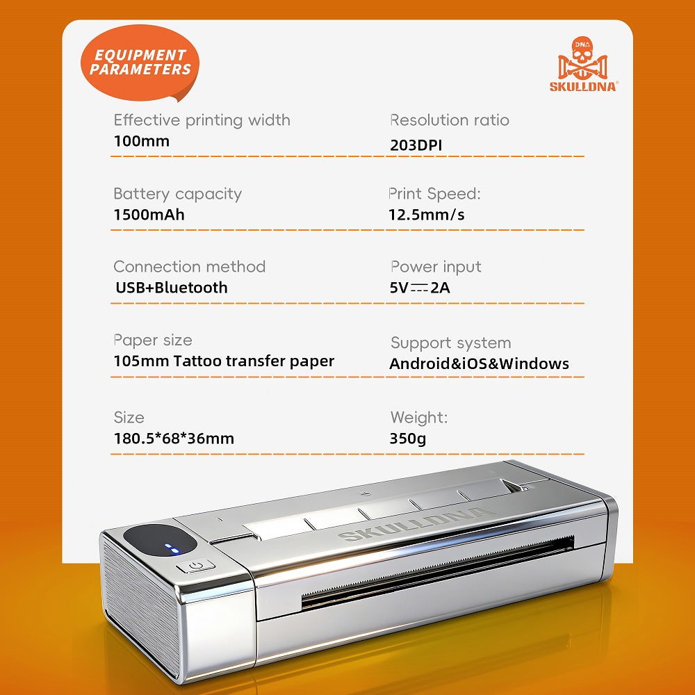 SKULLDNA - Pocket Wireless Bluetooth Printer - Mini Printer