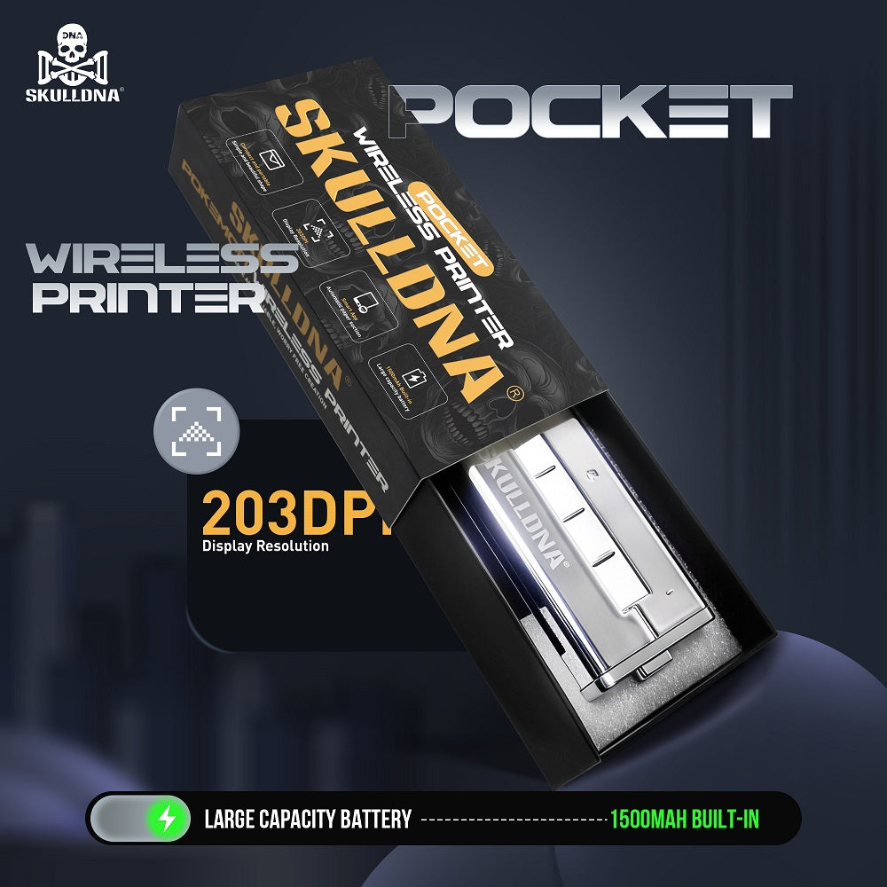 SKULLDNA - Pocket Wireless Bluetooth Printer - Mini Printer