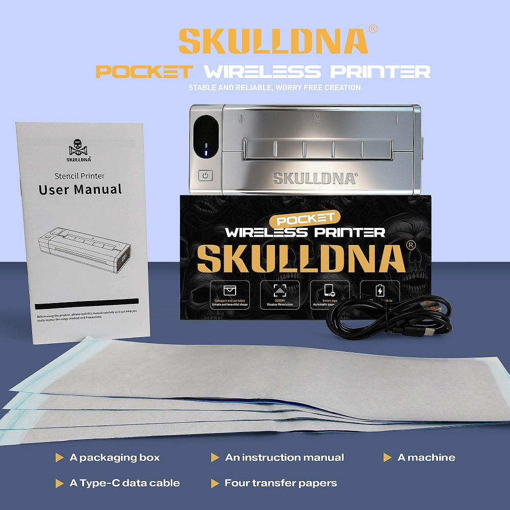 SKULLDNA - Pocket Wireless Bluetooth Printer - Mini Printer