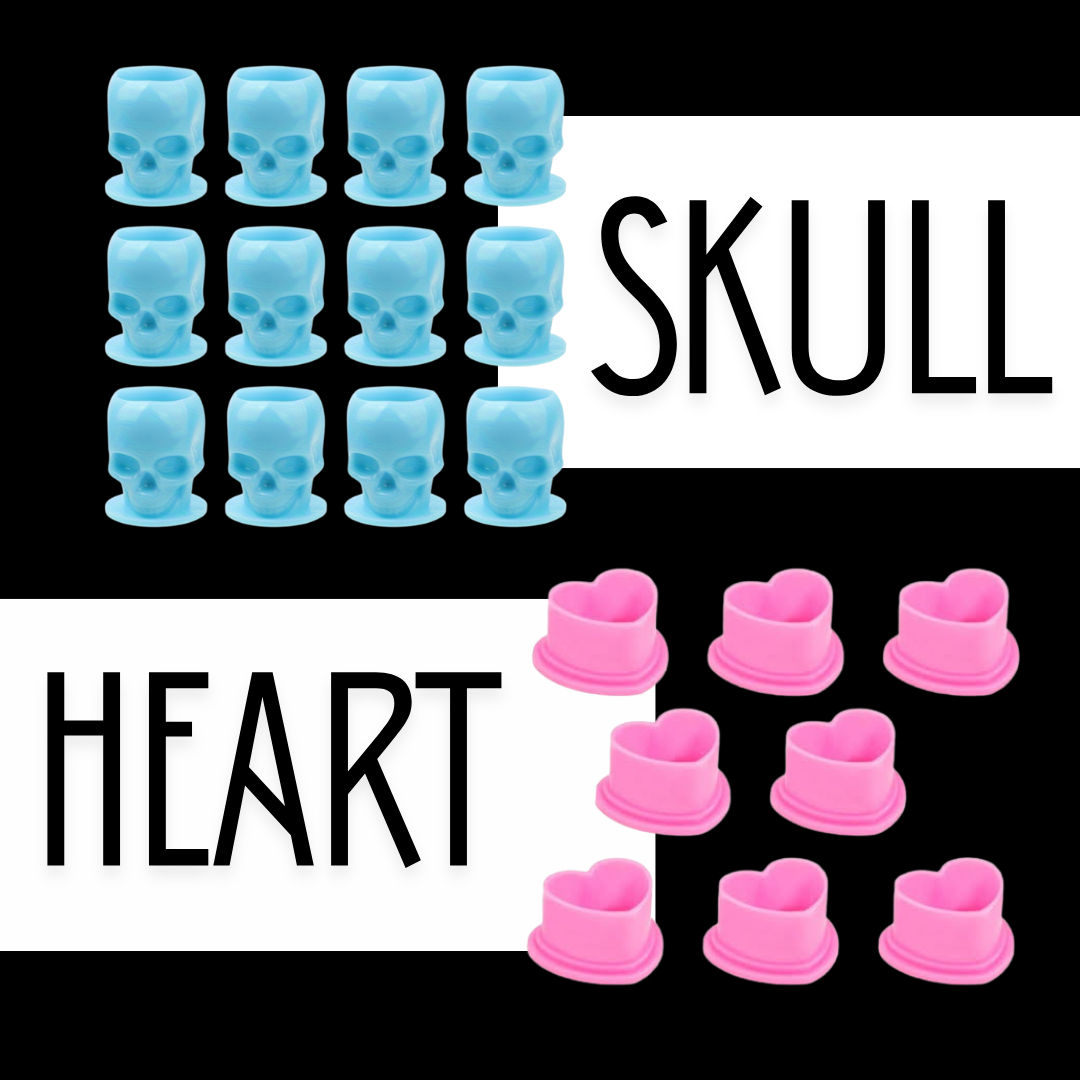 Ink Cups - Small Packs - Heart/Skull Shaped Ink Cups- 50pc