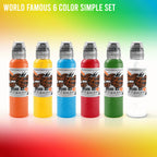 6 Color Simple Set - World Famous Tattoo Ink - 1oz