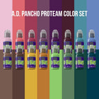 A.D. Pancho Pro Team 16 Color Set - World Famous Tattoo Ink - 1oz