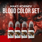Maks Kornev's Blood Color Set of 4 - World Famous Tattoo Ink - 1oz