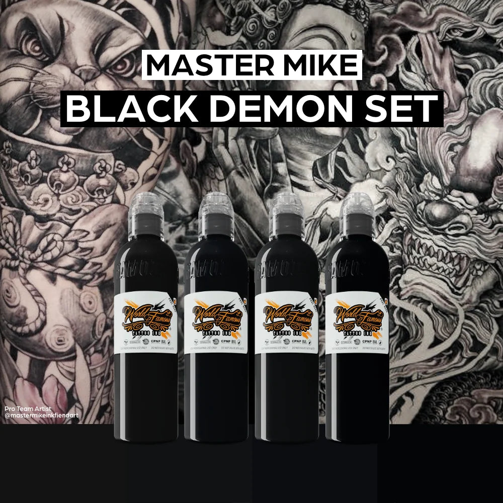 Master Mike Black Demon Set - World Famous Tattoo Ink - 4oz