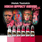 Melek Tastekin's Pink Neon Effect Series Set - World Famous Tattoo Ink- 1oz