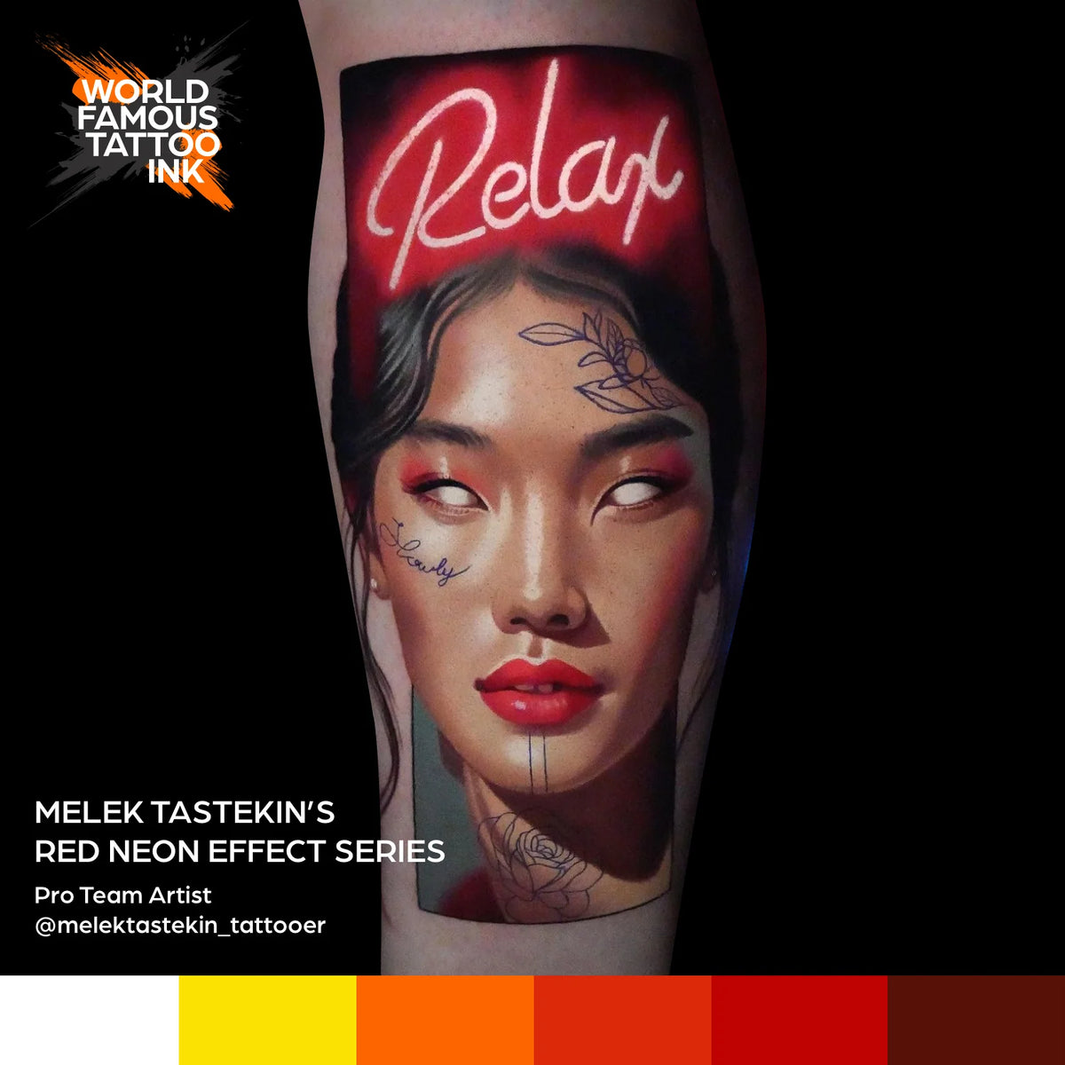Melek Tastekin's Red Neon Effect Series Set - World Famous Tattoo Ink- 1oz