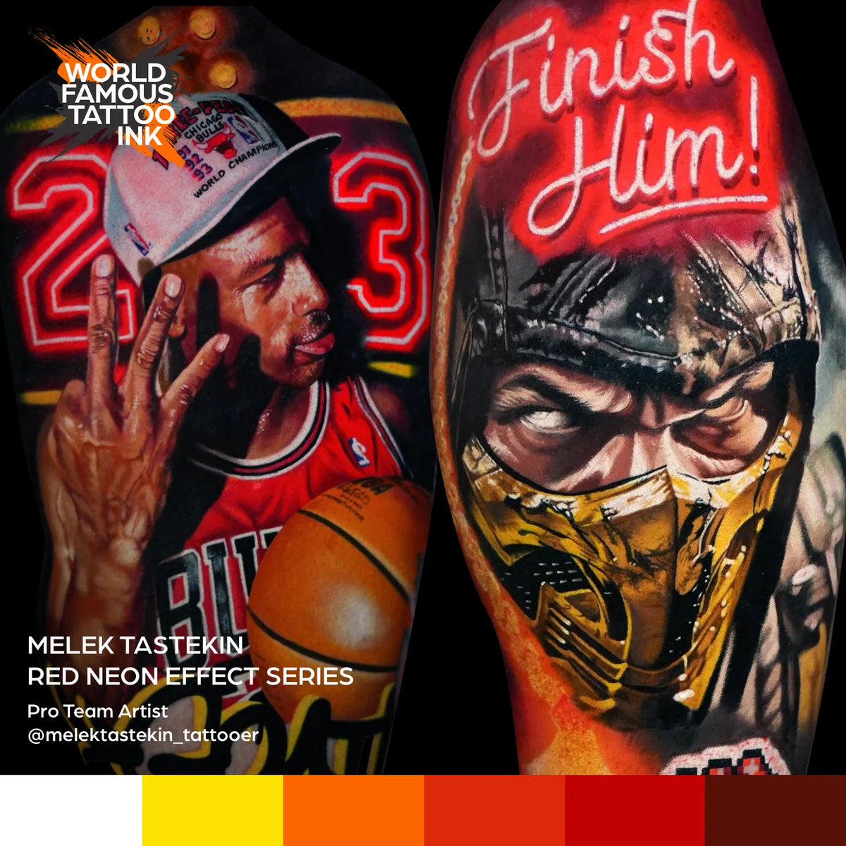 Melek Tastekin's Red Neon Effect Series Set - World Famous Tattoo Ink- 1oz