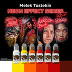 Melek Tastekin's Red Neon Effect Series Set - World Famous Tattoo Ink- 1oz