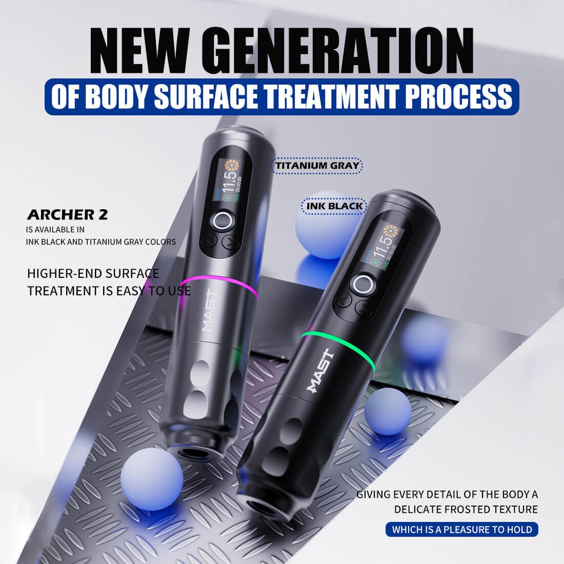 Dragonhawk Wireless Tattoo Pen Machine with 3.5MM Stroke Brushless Motor Color Screen - Gray | Mast Archer 2