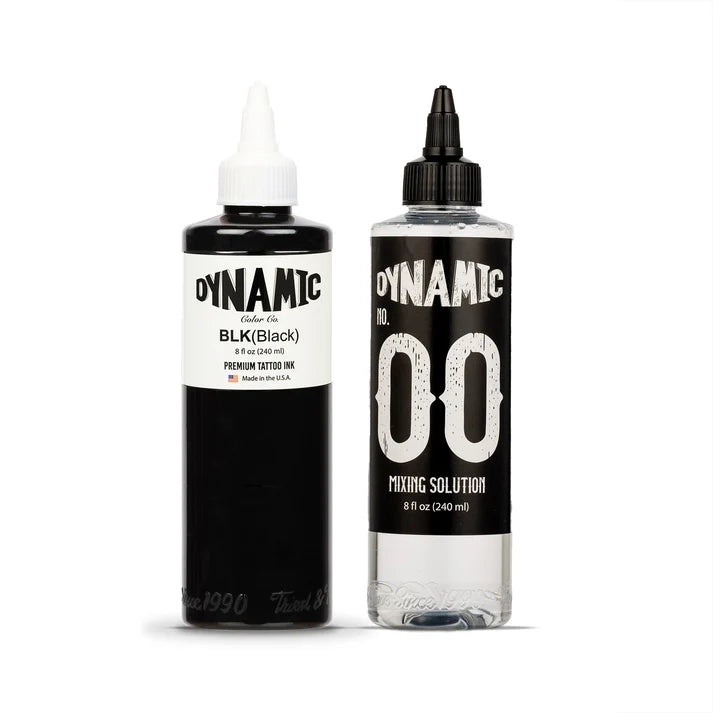 Dynamic Color BLK Black ink and No. 00 Mixing Solution bottles