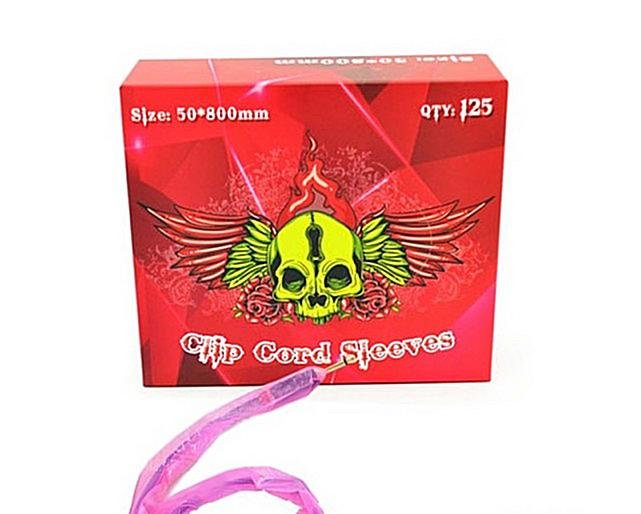 Red Rose Skull Clip Cord Sleeves (50 X 800 Mm) (125pk) (Pink)