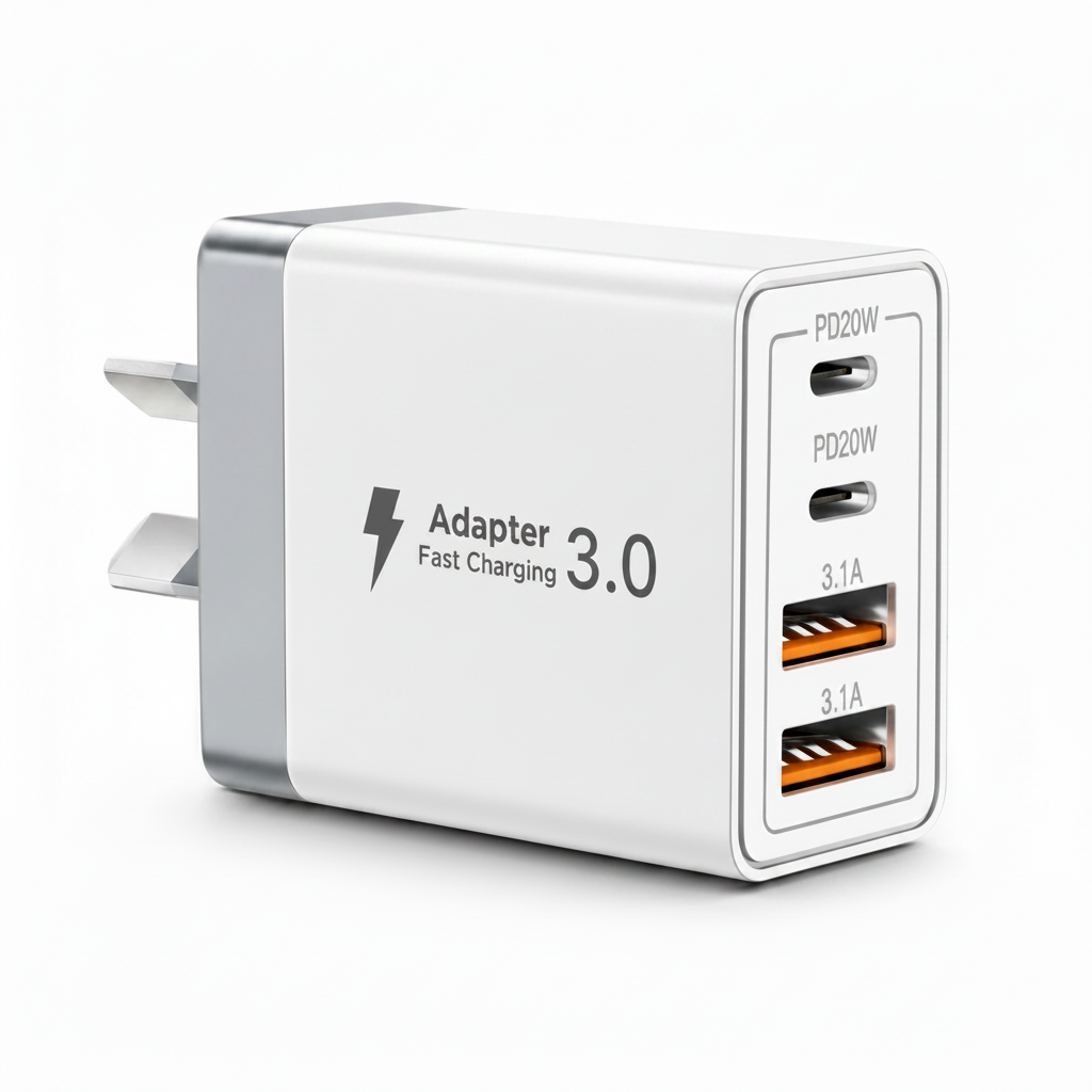4-Port USB Wall Charger 55W studio product shot