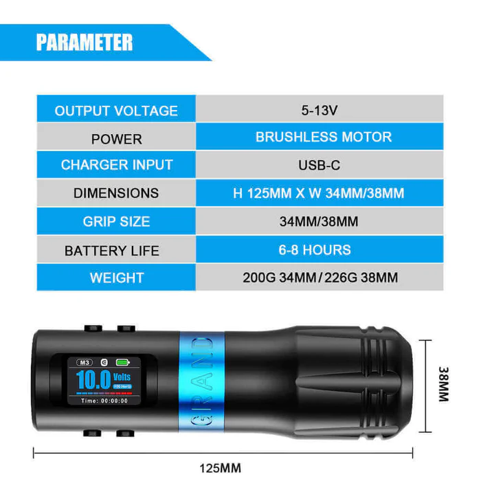 EMALLA Grand G4 Wireless Tattoo Pen Machine (4.2mm) - Image 7