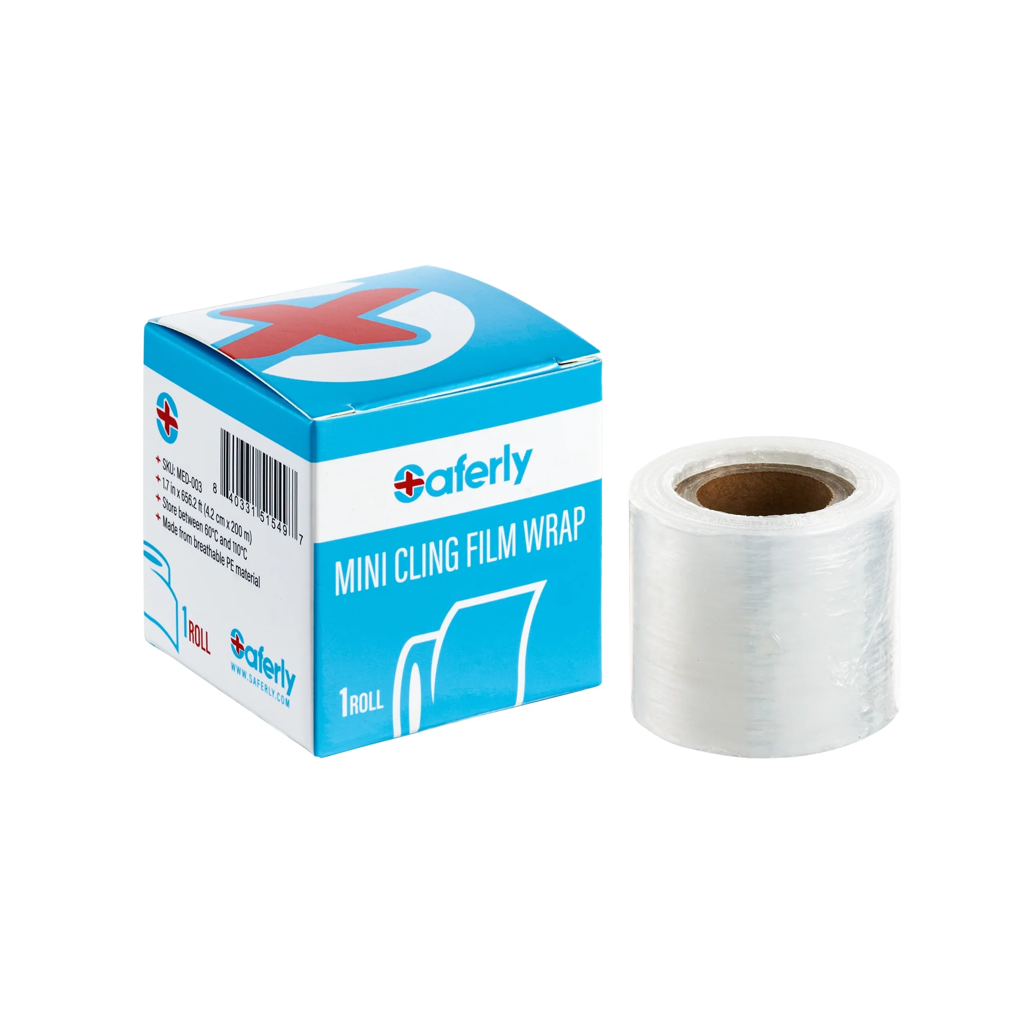 Saferly Medical Mini Cling Film Wrap - 4.2cm x 200m Roll