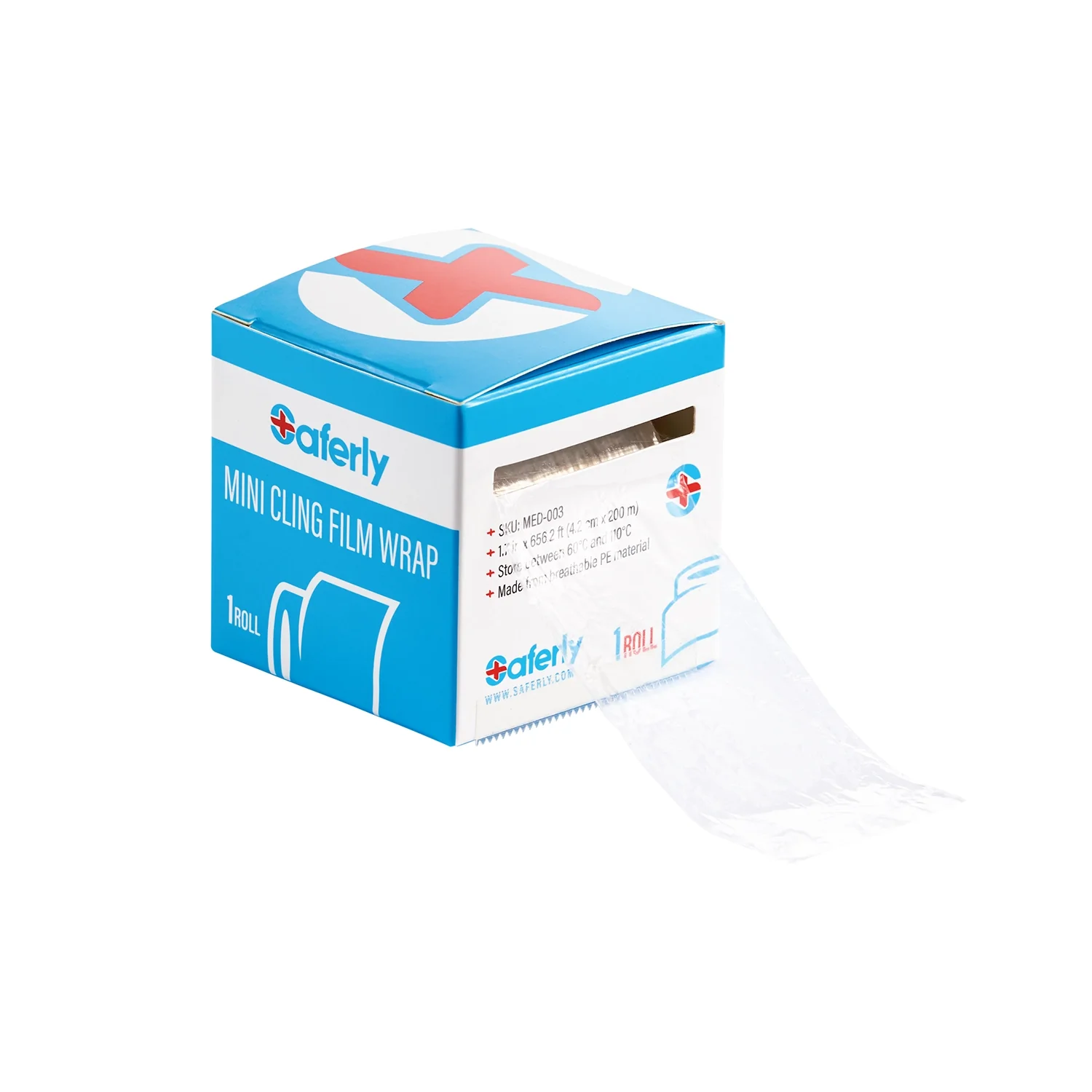 Saferly Medical Mini Cling Film Wrap - 4.2cm x 200m Roll - Image 3